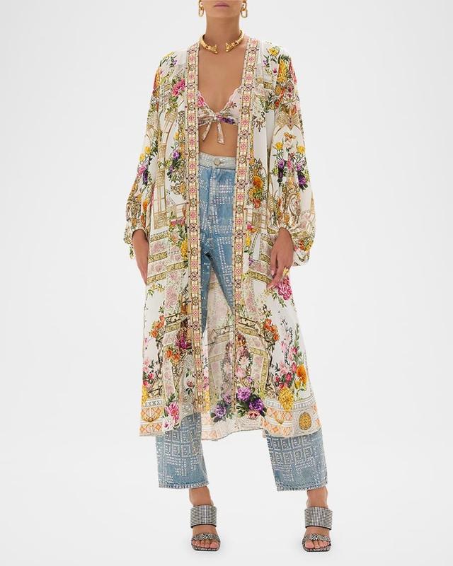 Egyptian Rose Blouson-Sleeve Kimono Coverup Product Image