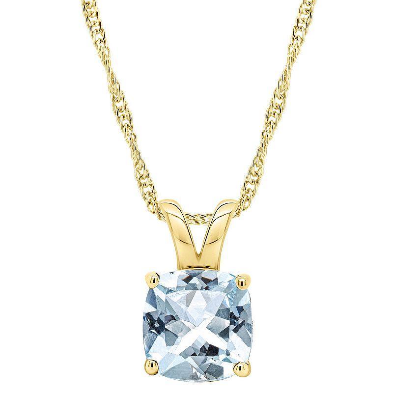 Alyson Layne 14k Gold Cushion Sky Blue Topaz Pendant Necklace, Womens Product Image