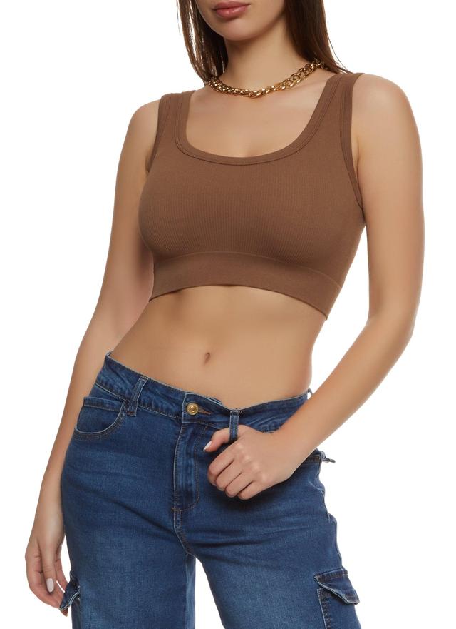 Womens Ribbed Knit Seamless Cropped Tank Top Product Image