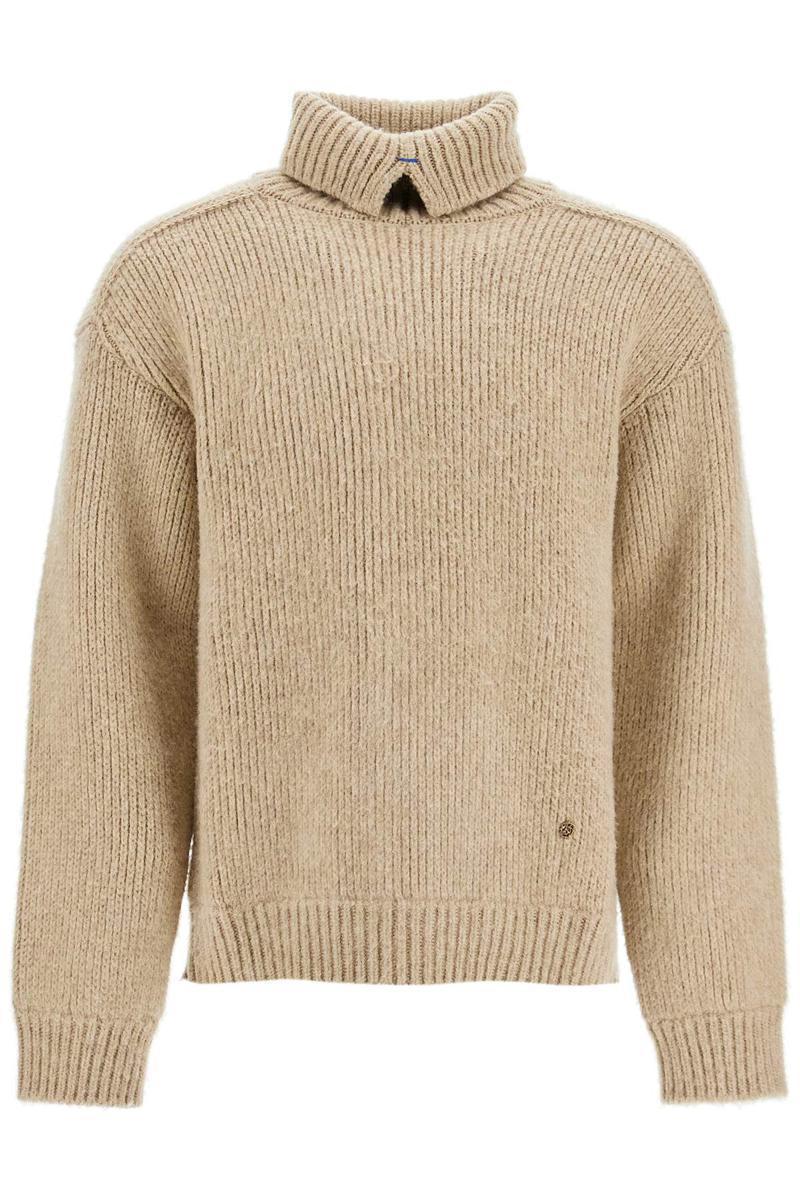 BURBERRY High-neck Wool And Cashmere Pullover Sweater In Beige Product Image