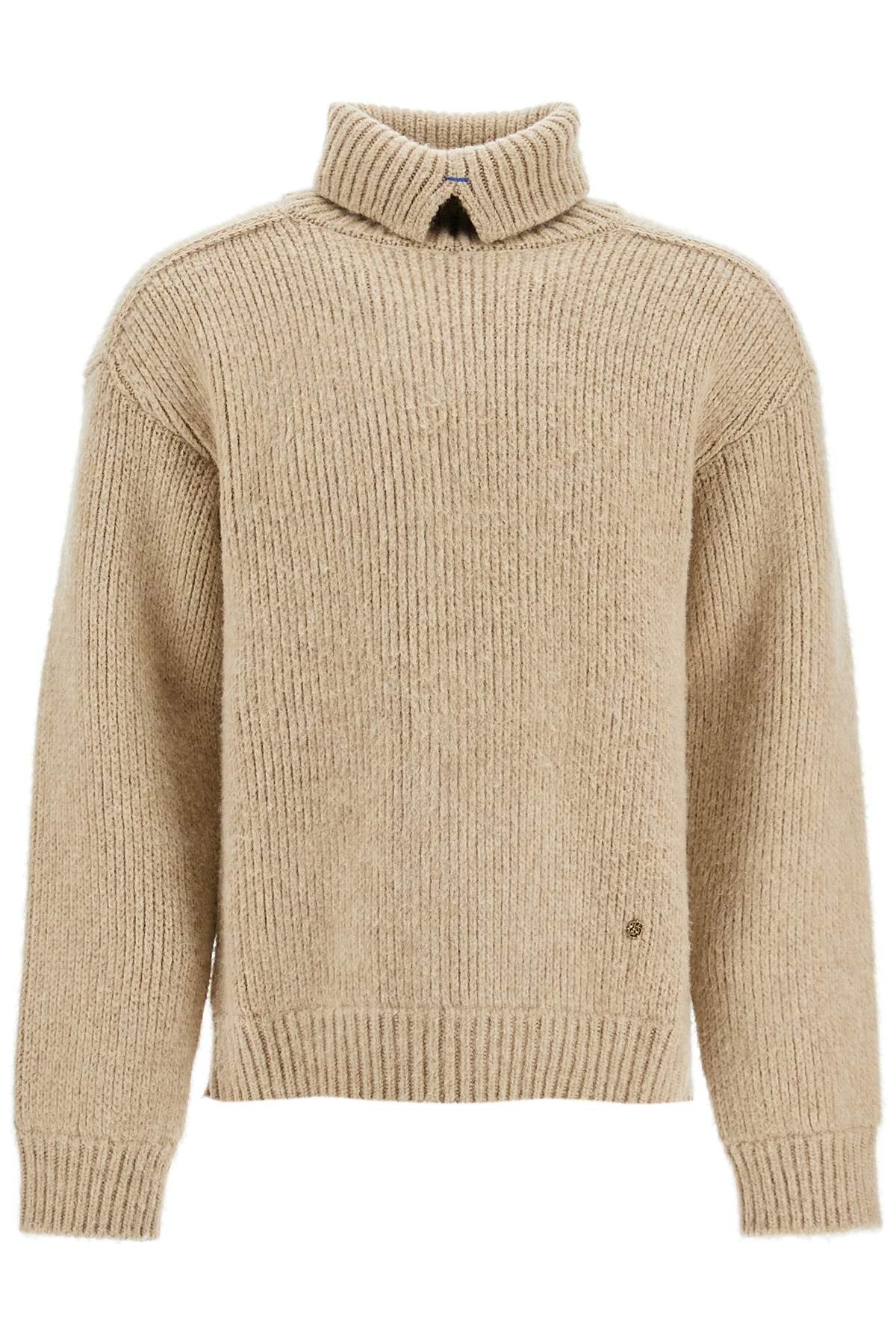 BURBERRY High-neck Wool And Cashmere Pullover Sweater In Beige Product Image