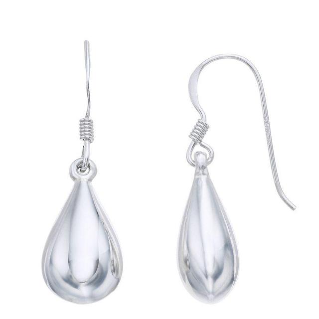 Sterling Silver Puff Pear Drop Earrings, Womens, Silver Tone Product Image