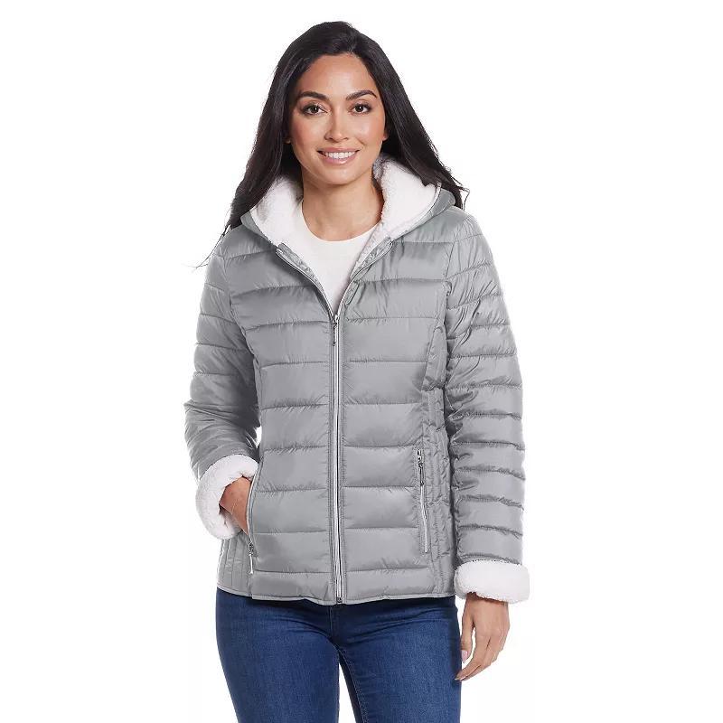 Womens Weathercast Hood Sherpa-Lined Puffer Jacket Product Image