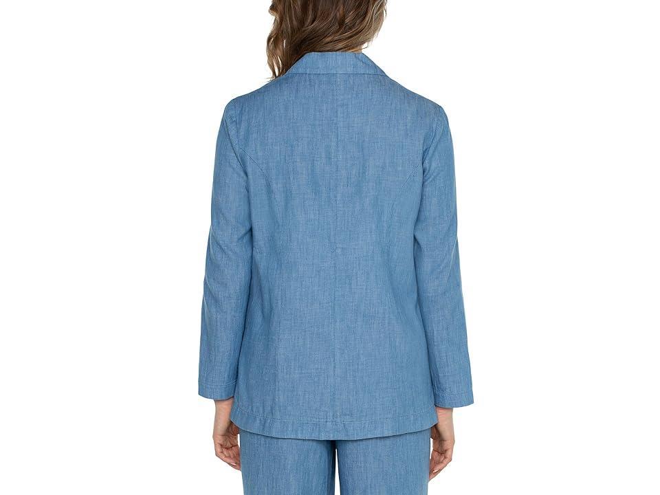 Liverpool Los Angeles Chambray Boyfriend Blazer with Princess Darts (Chambray) Women's Jacket Product Image