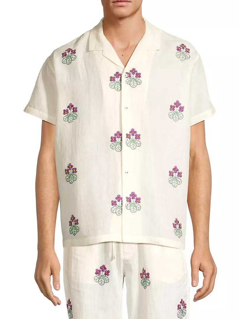 Craft Heritage Floral-Embroidered Linen Camp Shirt Product Image