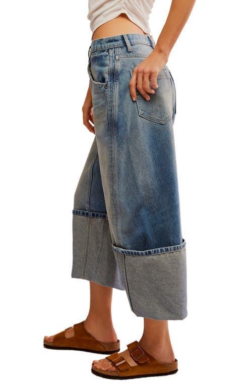 Olsen Distressed Cuffed Crop Barrel Leg Jeans In Daily Driver Product Image