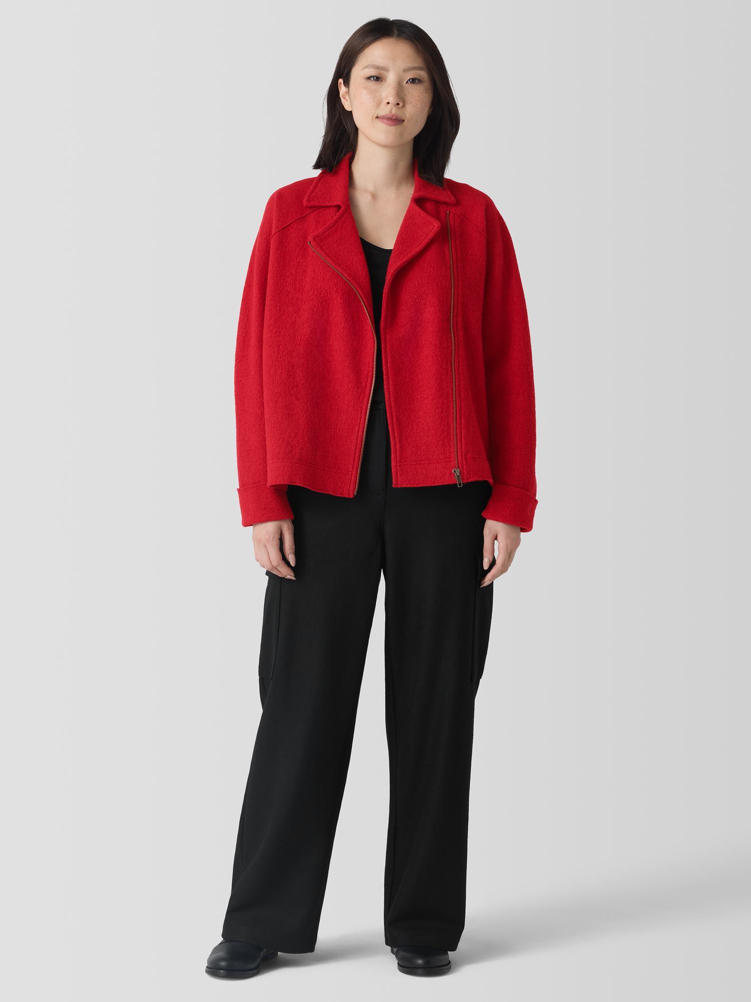 EILEEN FISHER Lightweight Boiled Wool Motorcycle Jacket in Regenerative Woolfemale Product Image