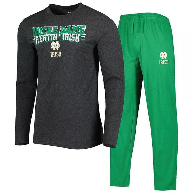 Mens Concepts Sport Heathered /Heathered Charcoal Notre Dame Fighting Irish Meter Long Sleeve T-Shirt & Pants Sleep Set Product Image