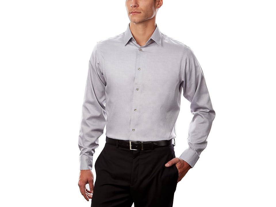 Calvin Klein Men's Dress Shirt Regular Fit Non Iron Stretch Solid (Stream) Men's Long Sleeve Button Up Product Image