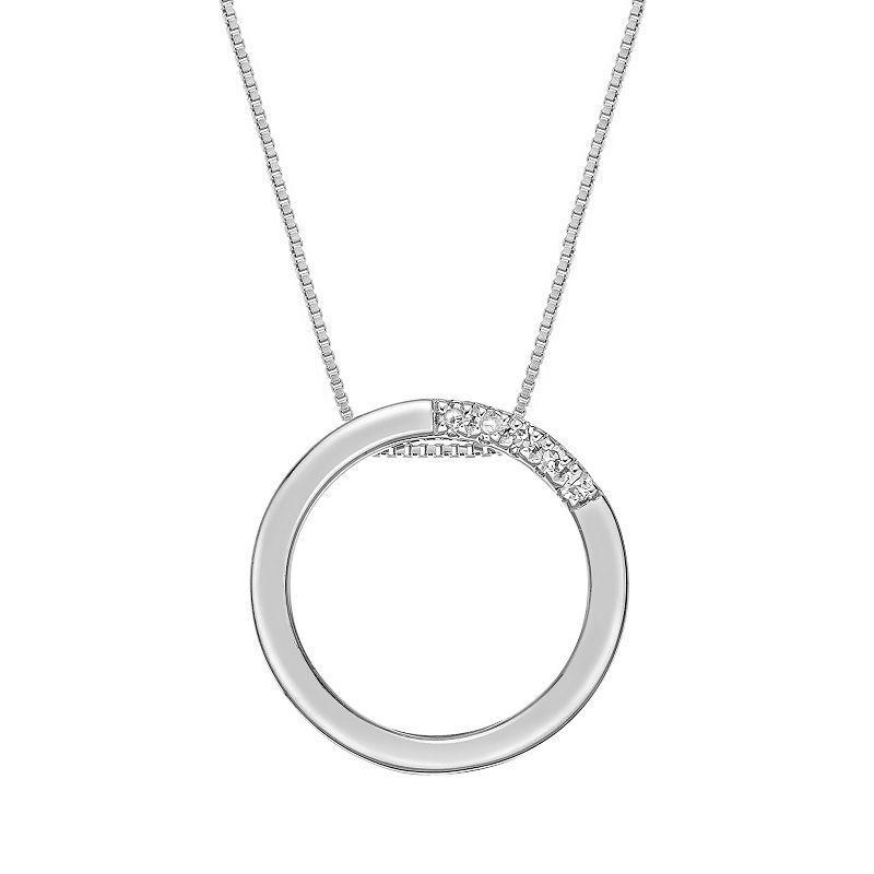 Gemminded Sterling Silver Diamond Accent Circle Pendant Necklace, Womens Product Image