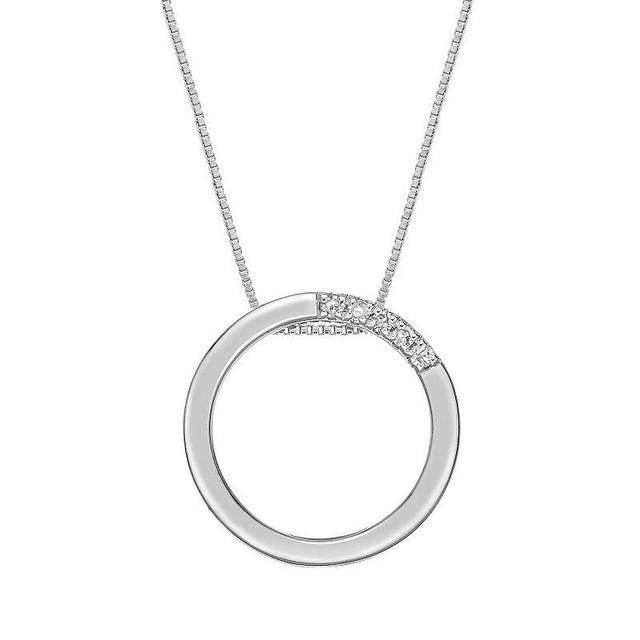 Gemminded Sterling Silver Diamond Accent Circle Pendant Necklace, Womens Product Image