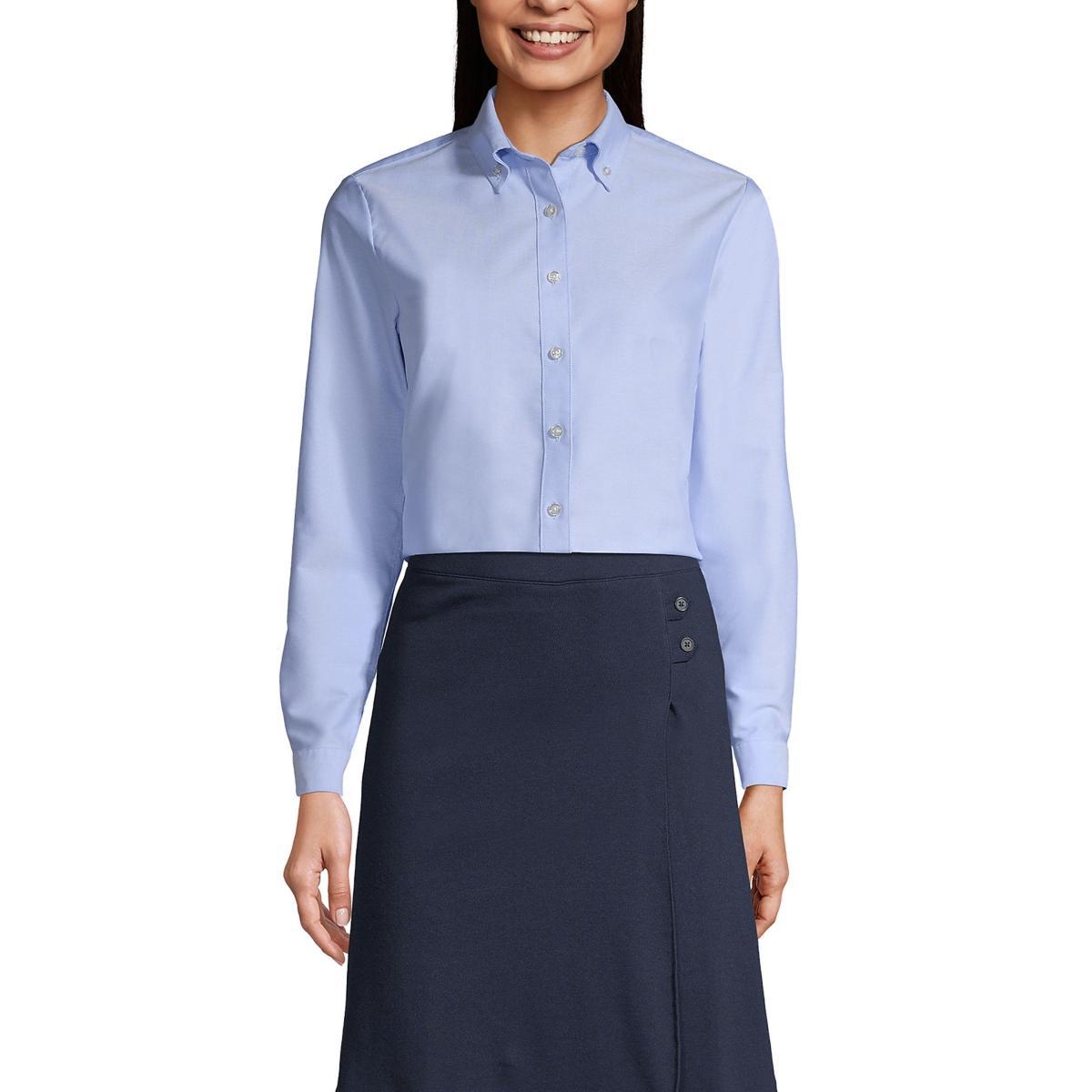 Womens Lands End Long Sleeve Oxford Dress Shirt Product Image