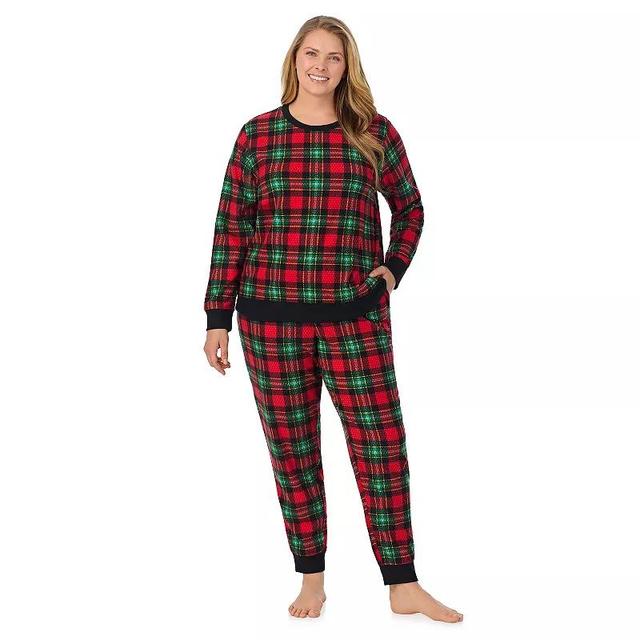 Plus Size Cuddl Duds Honeycomb Fleece Pajama Top & Pajama Joggers Set, Womens Product Image