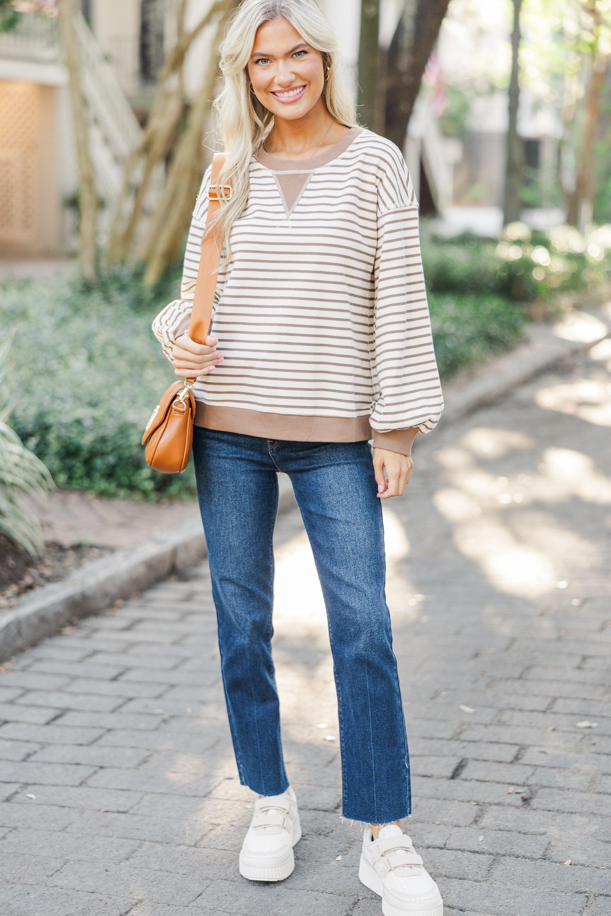 All On You Cream Striped Top Female Product Image