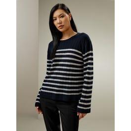 Drop-Shoulder Striped Cashmere Sweater Product Image