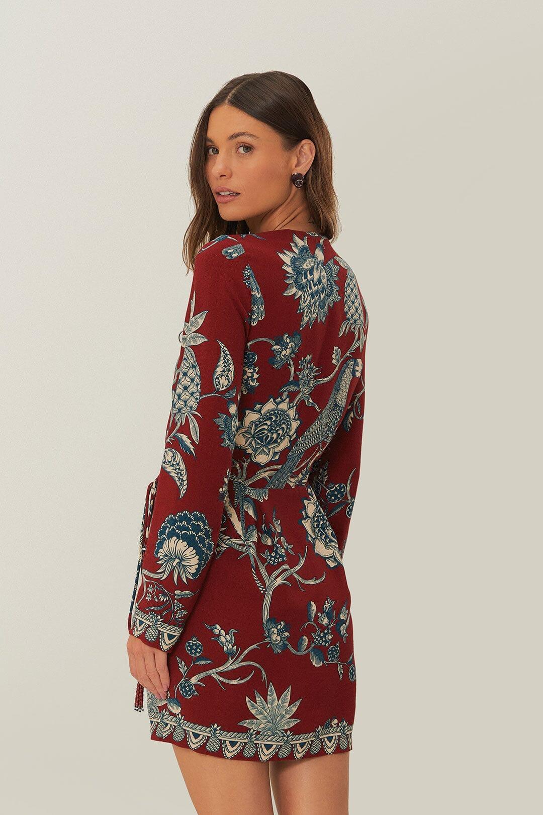 Red Tropical Landing Wrap Mini Dress Product Image