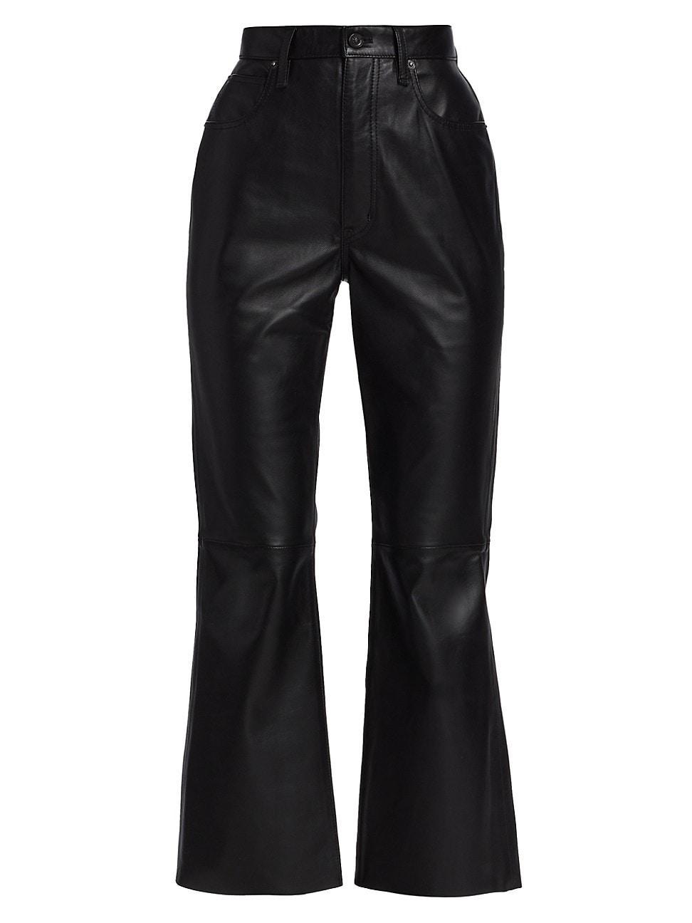 Womens Frankie Leather Flare Crop Pants Product Image