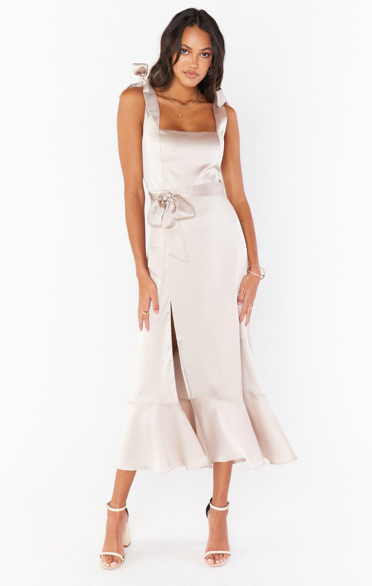 Claire Midi Dress ~ Show Me The Ring Luxe Satin Product Image