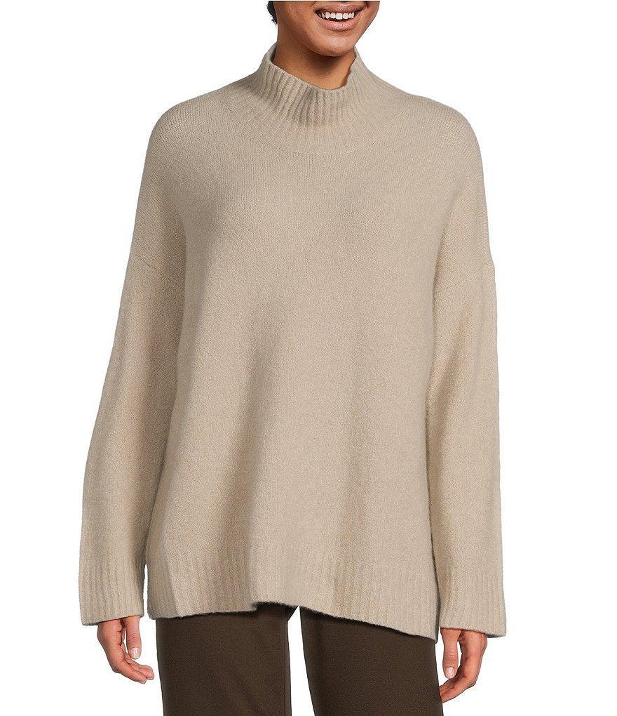 Eileen Fisher Cashmere Silk Boucle Bliss Turtleneck Long Sleeve Boxy Sweater product image