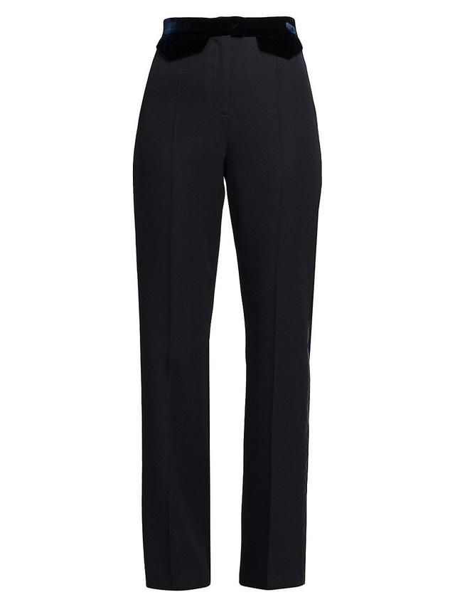 Wool Tuxedo Pants with Velvet Details Product Image