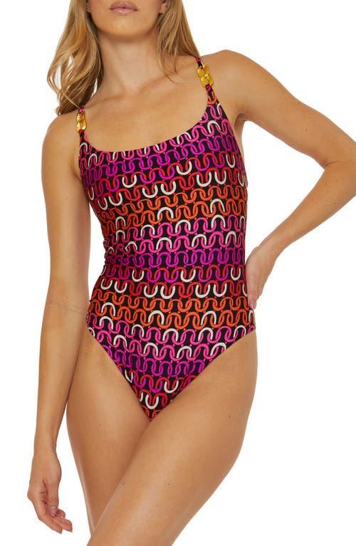 Trina Turk Womens Echo Chain Scoop-Neck One-Piece Swimsuit Product Image