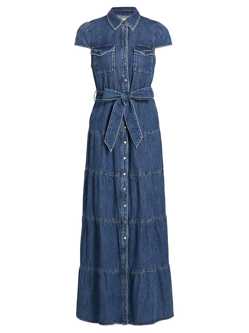 Alice + Olivia Miranda Tie Belt Denim Maxi Shirtdress Product Image