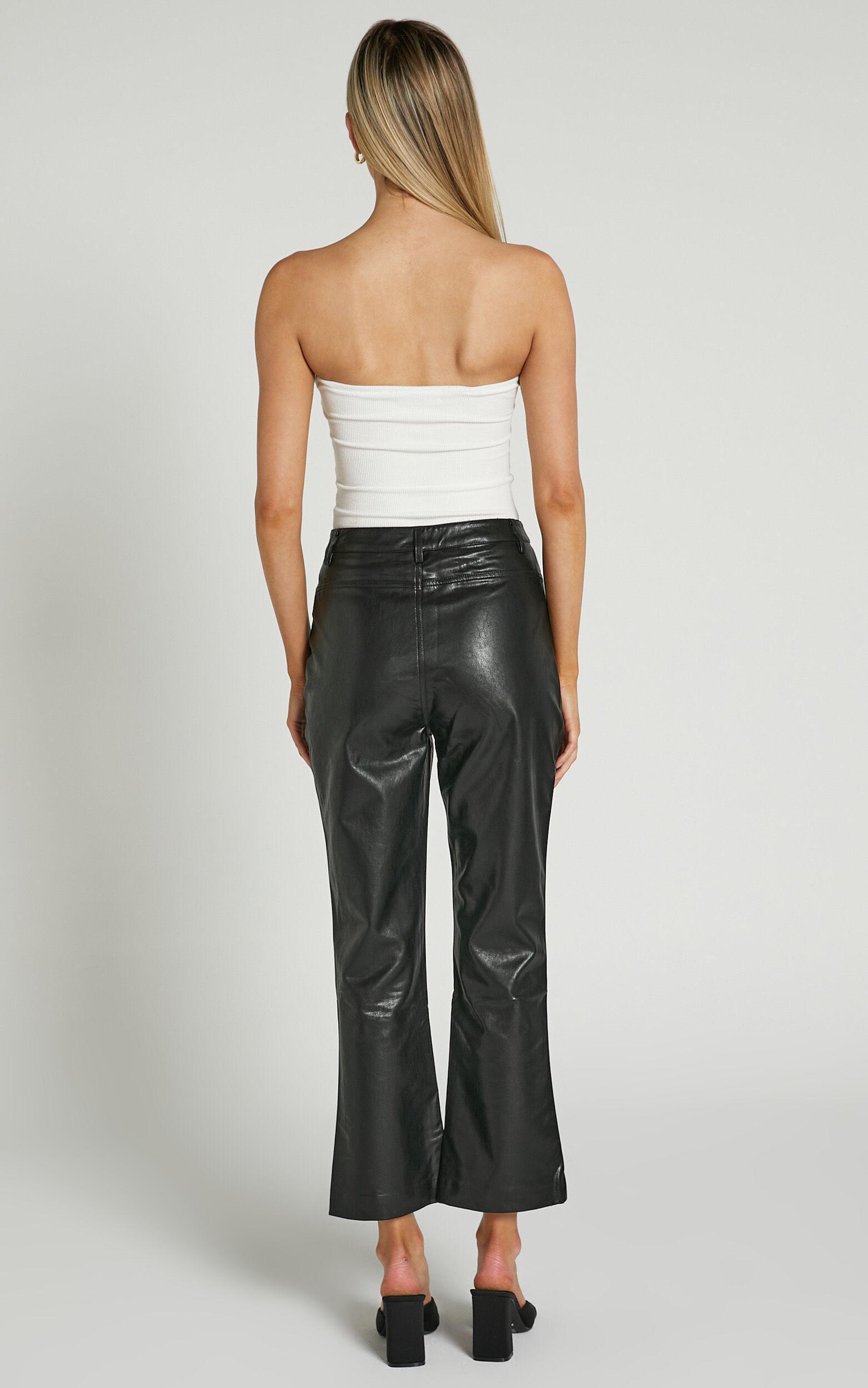 Maison Pant - High Waisted Faux Leather Flare Pant in Black Product Image