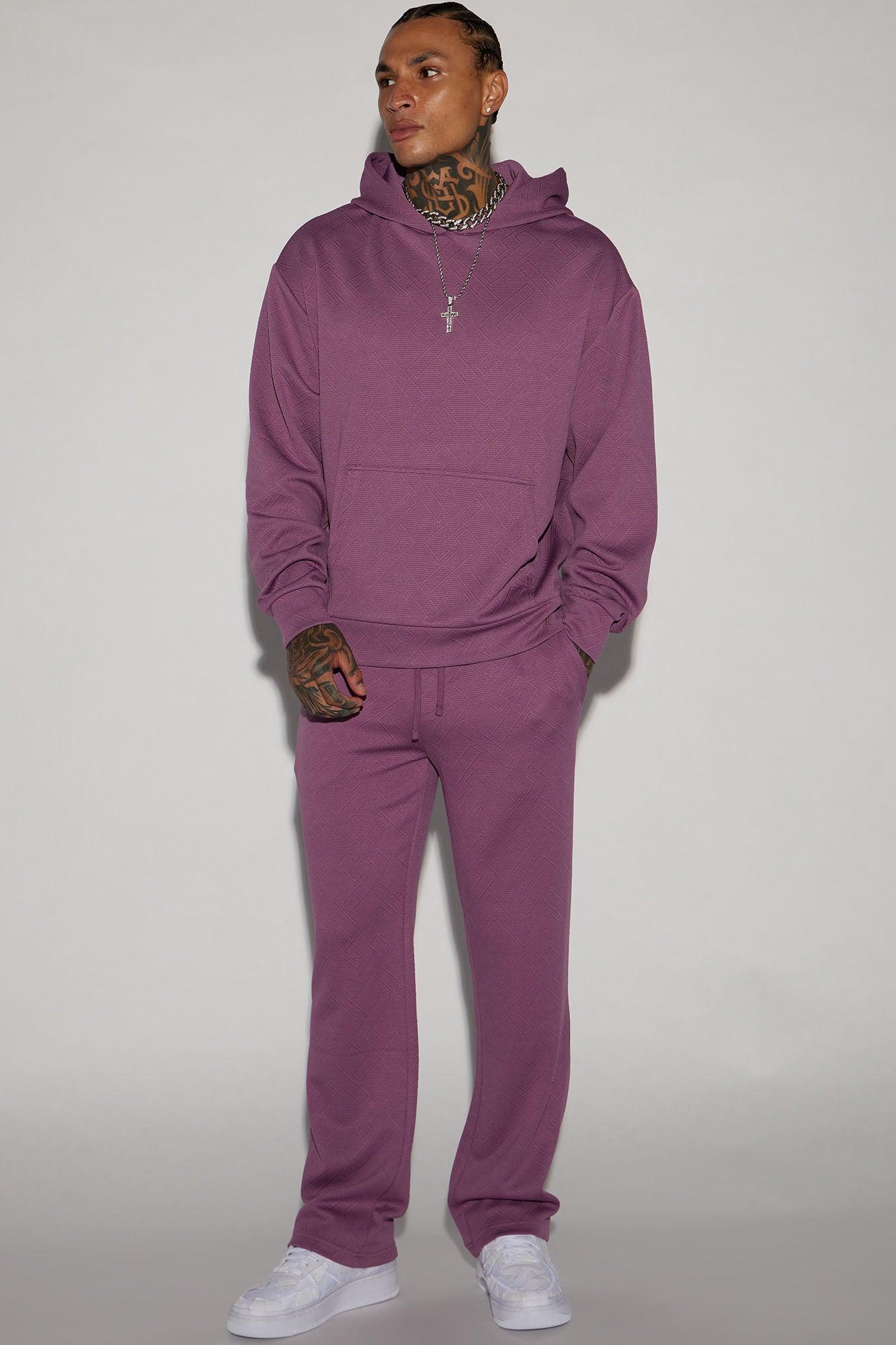 Textured Lines Slim Pants - Purple Product Image