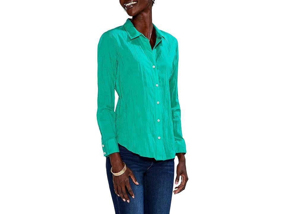 NIC+ZOE Crinkle Shirt (Bright Jade) Women's Clothing Product Image