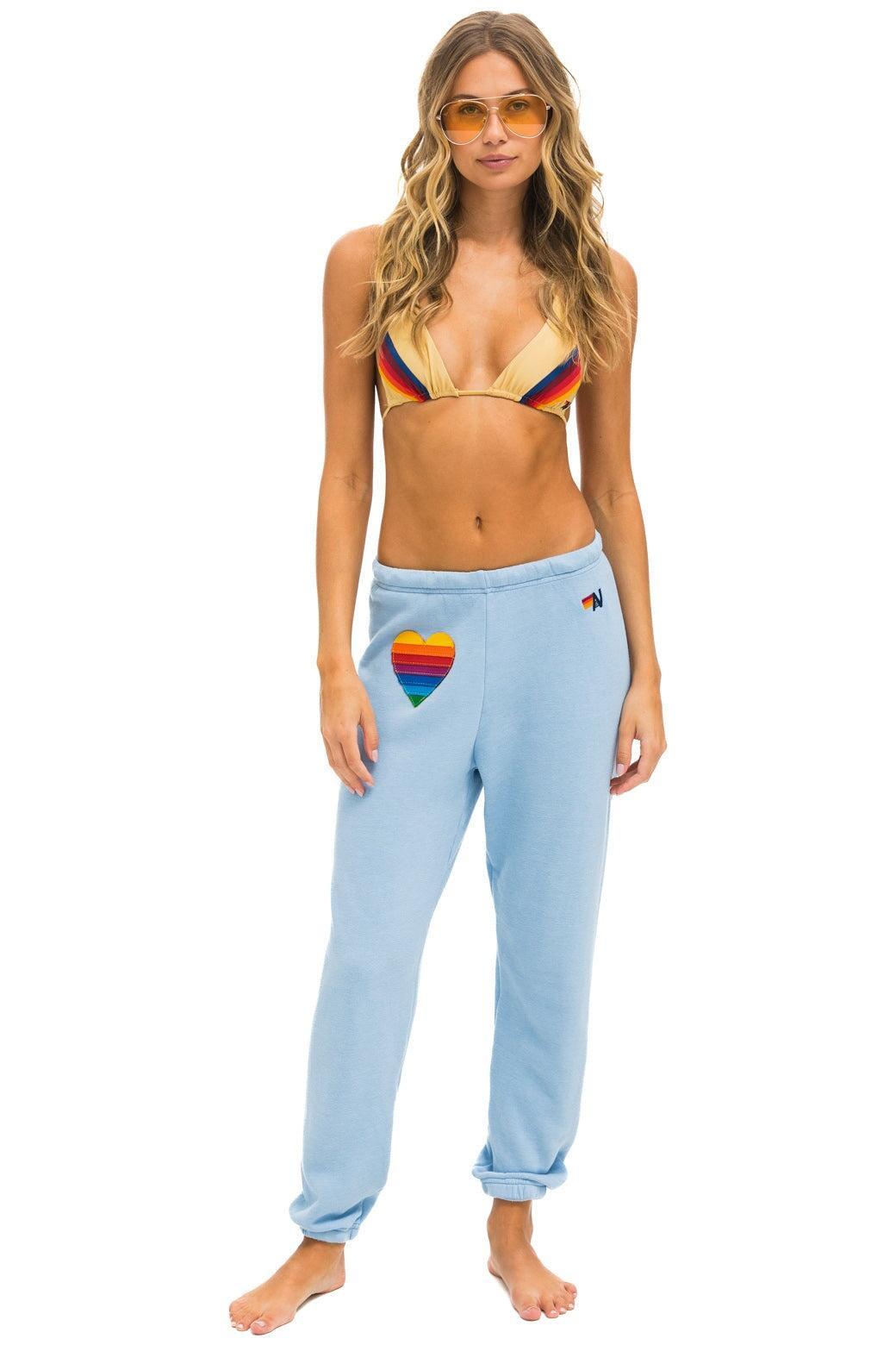 RAINBOW HEART STITCH SWEATPANTS - ICE Female Product Image