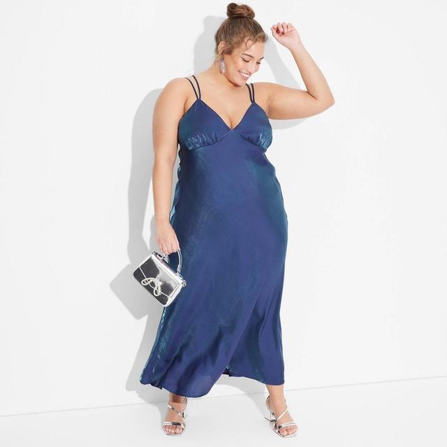 Womens Iridescent Maxi Slip Dress - Wild Fable Blue XXL Product Image