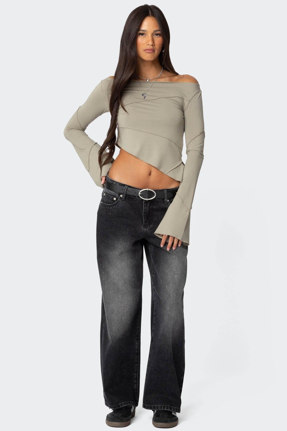 Petite Magda Low Rise Acid Wash Jeans Product Image