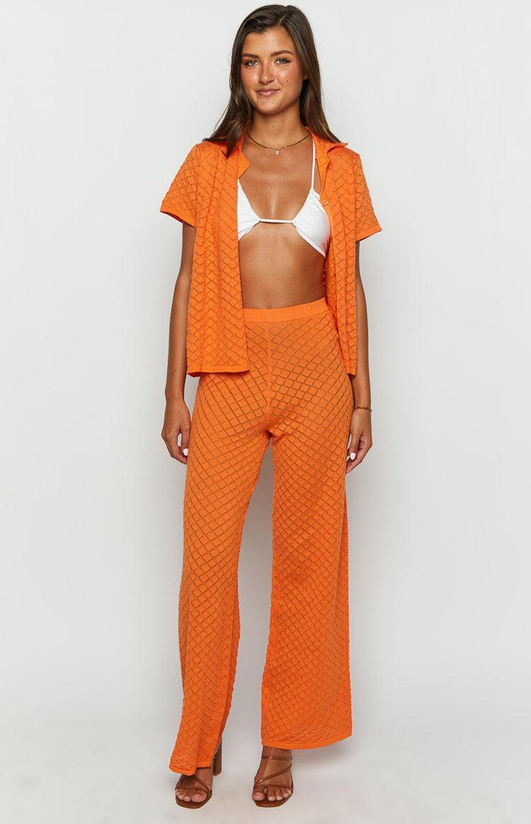 Zaida Orange Knit Pants Product Image