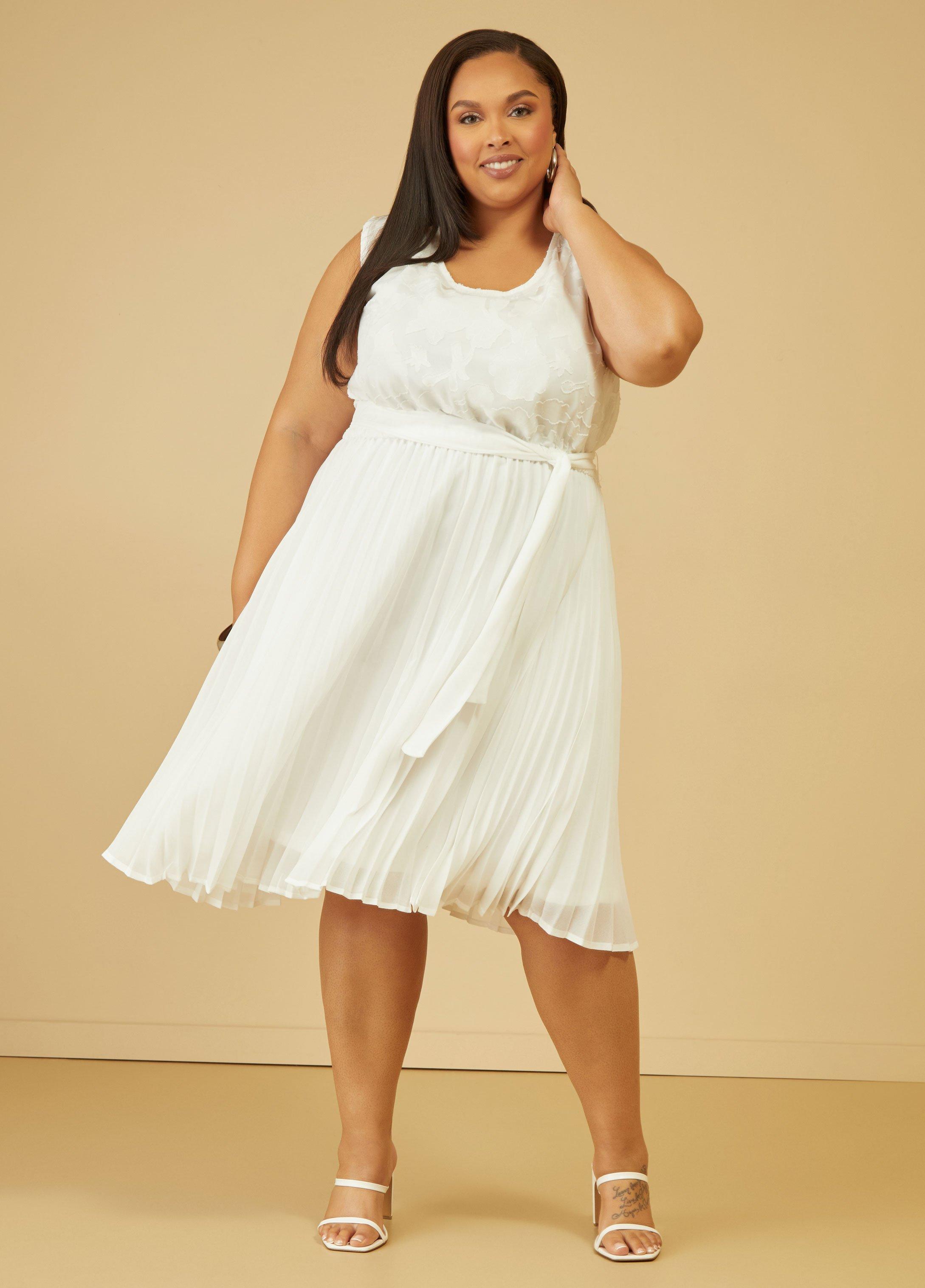 Plus Size Pleated Floral A Line Dress Ashley Stewart Product Image