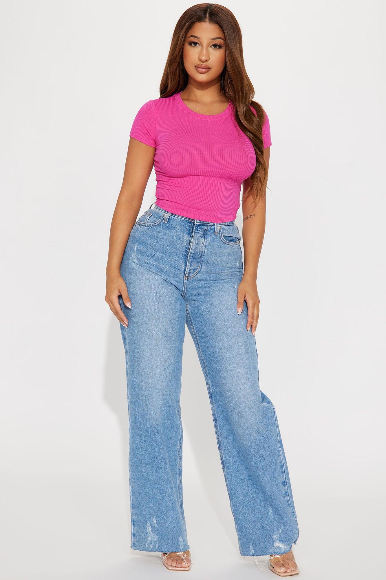 Serai Crew Neck Top - Fuchsia Product Image