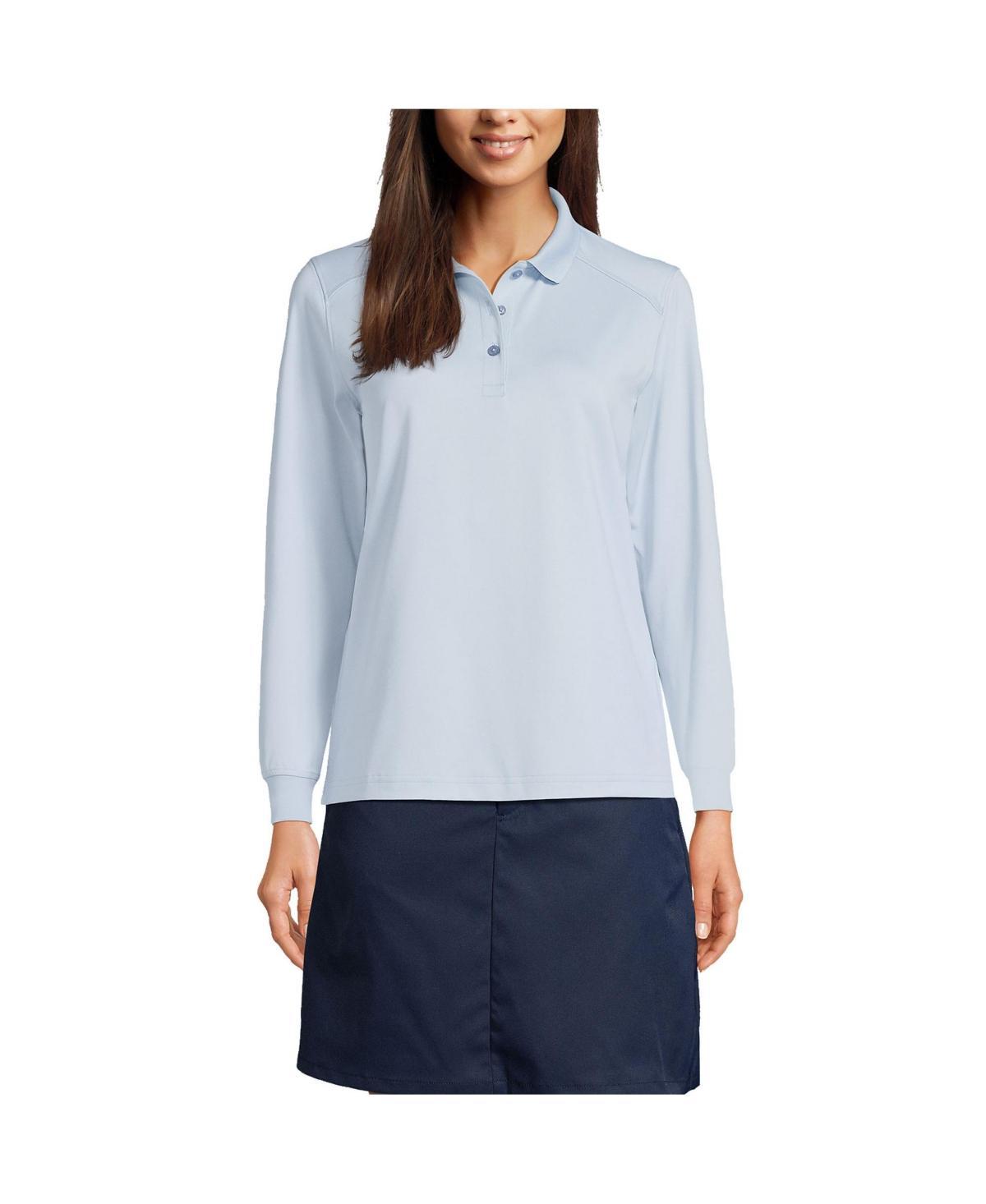 Lands End Womens School Uniform Long Sleeve Rapid Dry Polo Shirt Product Image