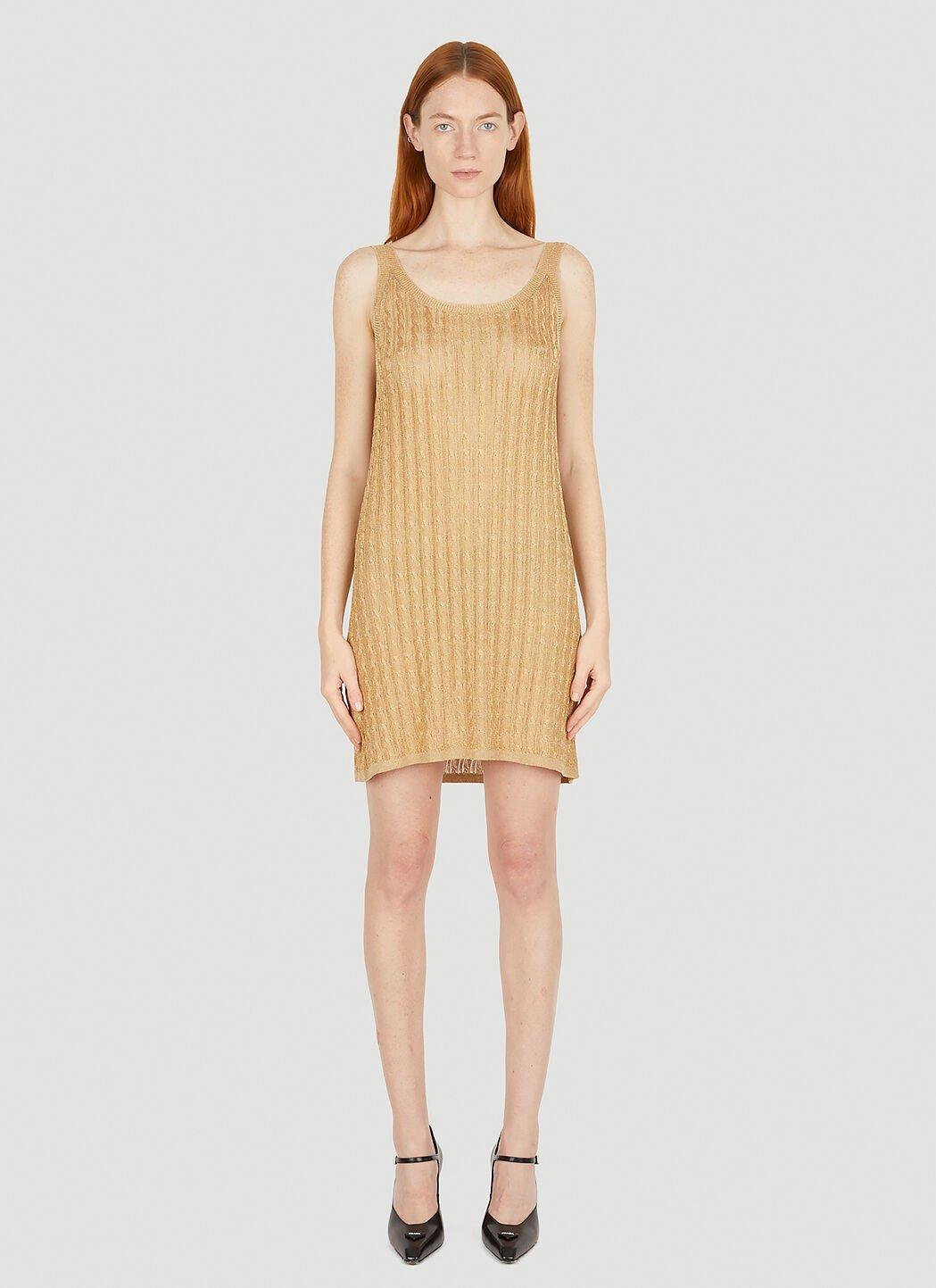 Metallic Cabel Knit Dress Female Gold In Brown Product Image