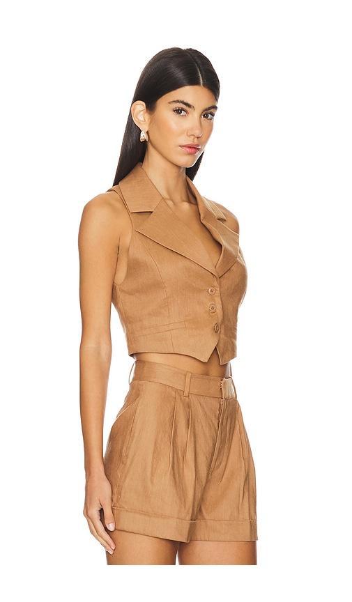 Donna Linen Vest In Tan Product Image