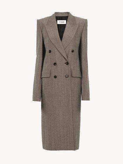 Tailored coat in wool & cotton tweed Product Image