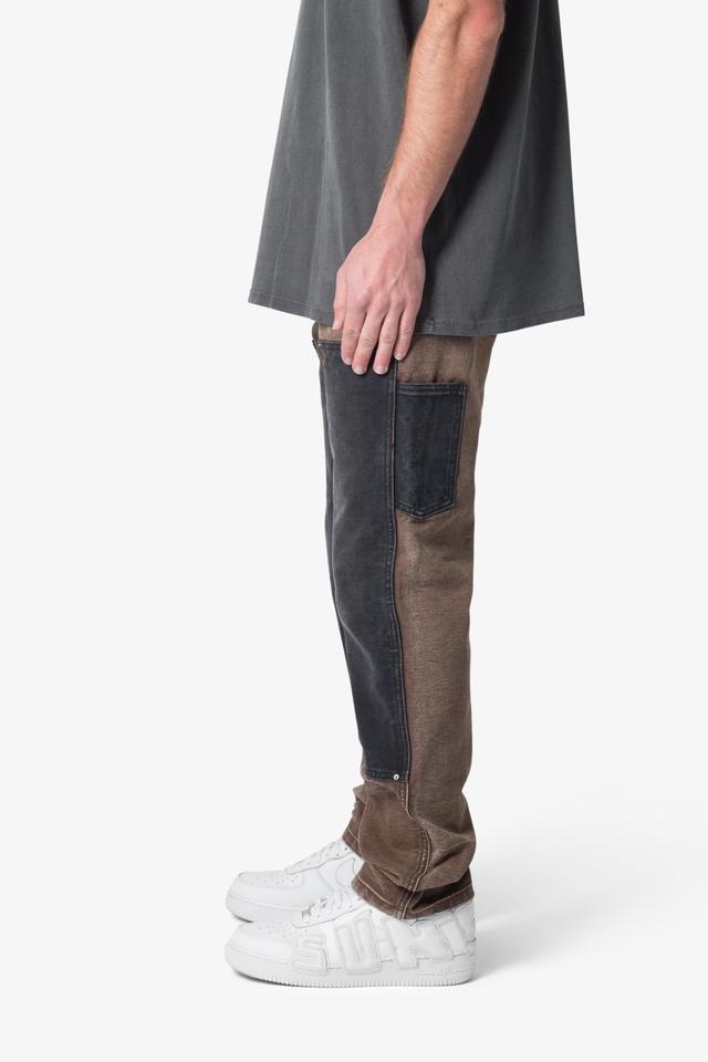 Contrast Double Knee Denim - Brown Product Image