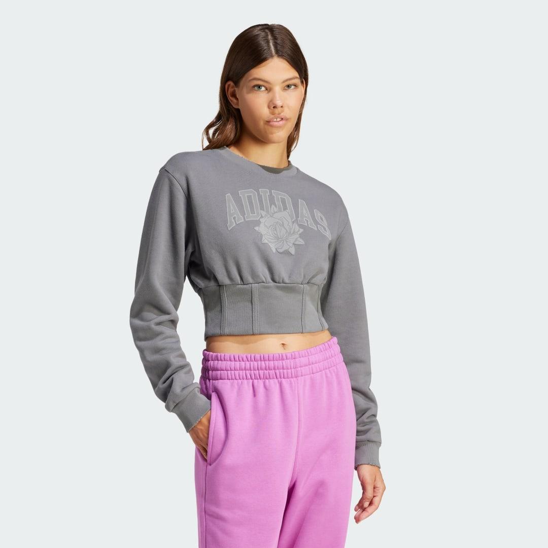 adidas Crew Sweatshirt Grey Four XS Womens Product Image