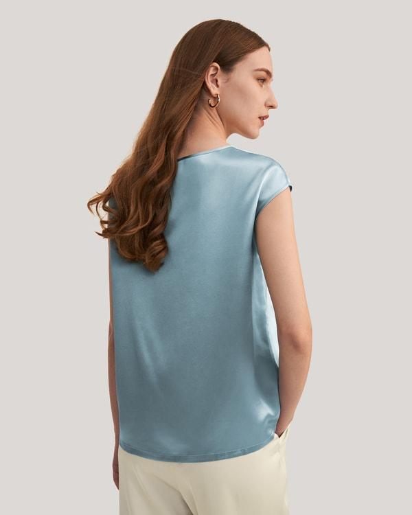 Basic Cap Sleeves Silk Tee Product Image