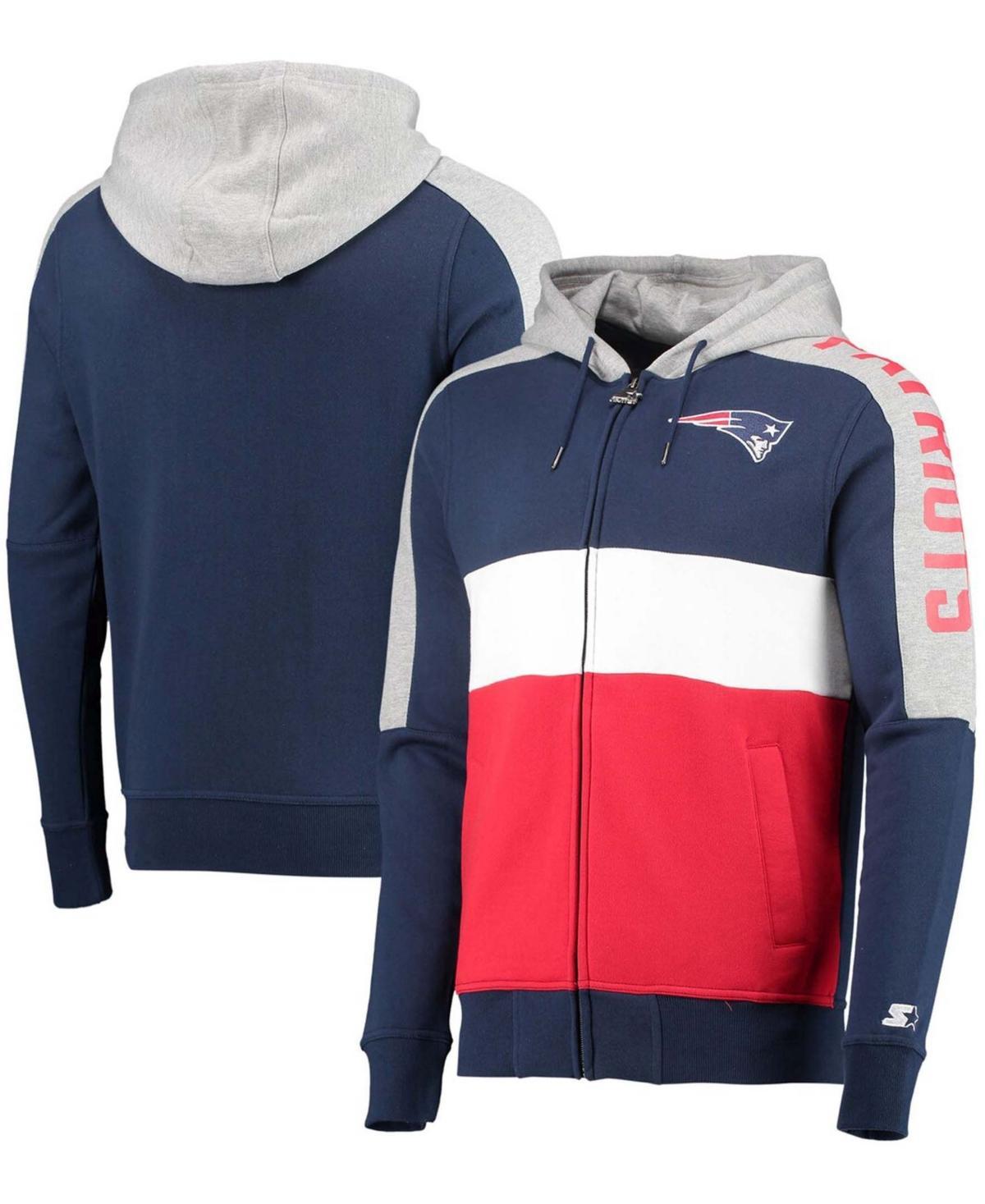 Mens Navy New England Patriots Playoffs Color Block Full-Zip Hoodie - Navy Product Image