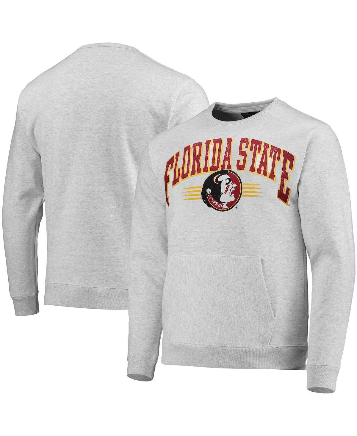 Mens League Collegiate Wear Heathered Gray Florida State Seminoles Upperclassman Pocket Pullover Sweatshirt Product Image