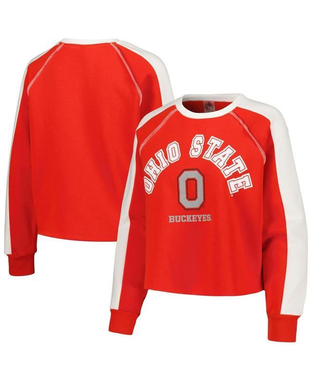 Womens Gameday Couture Scarlet Ohio State Buckeyes Blindside RaglanCropped Pullover Sweatshirt Product Image