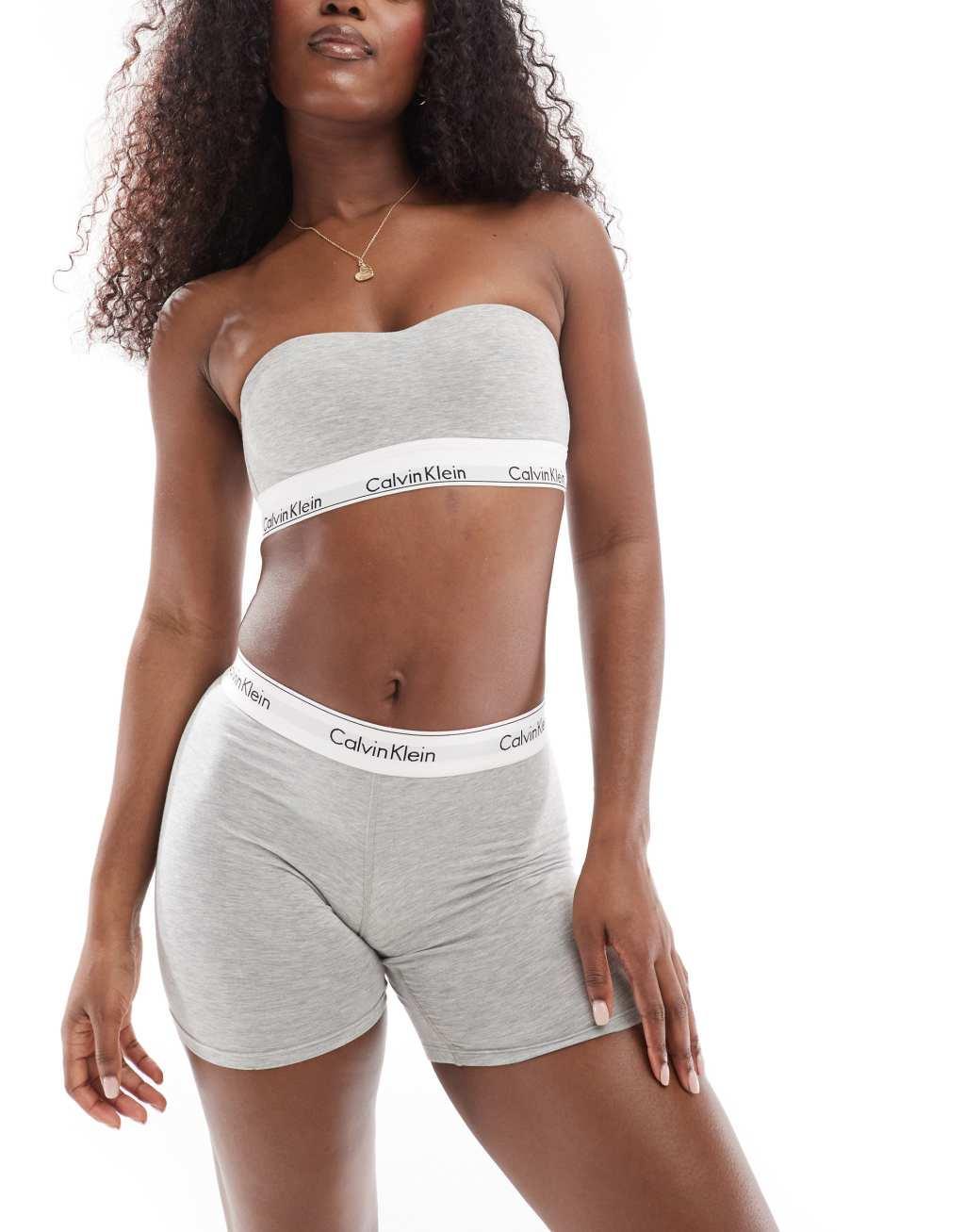 Calvin Klein modern cotton fashion lightly lined bandeau bralette in gray Product Image