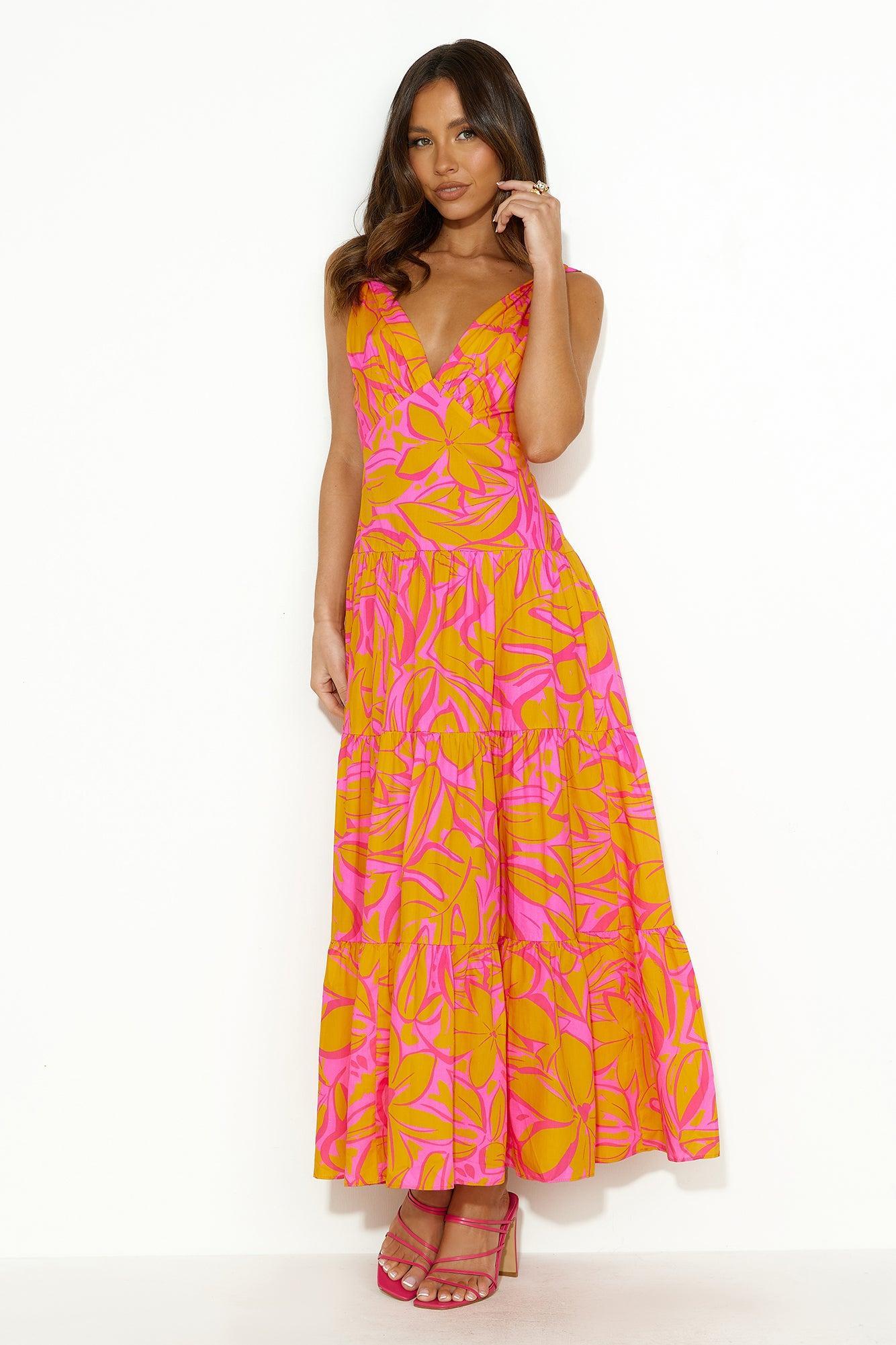 Scents Of Love Midi Dress Orange Product Image