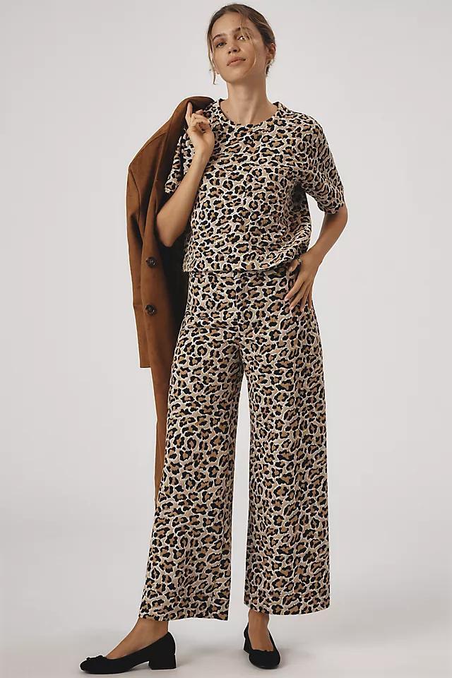 The Ettie High-Rise Crop Wide-Leg Pants by Maeve: Leopard Edition Product Image