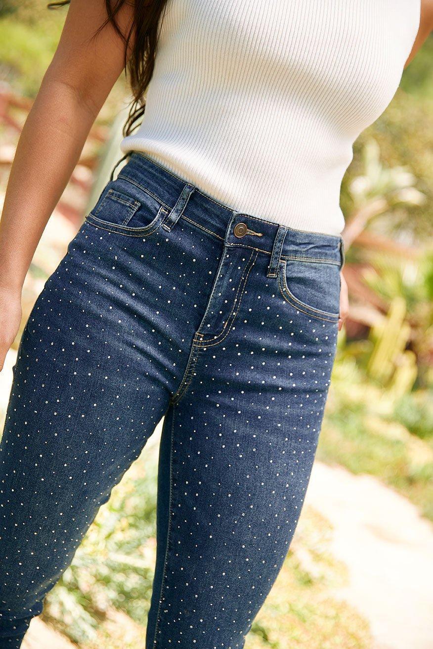 Westport 5 Pocket High Rise Rhinestone Skinny Jeans Product Image