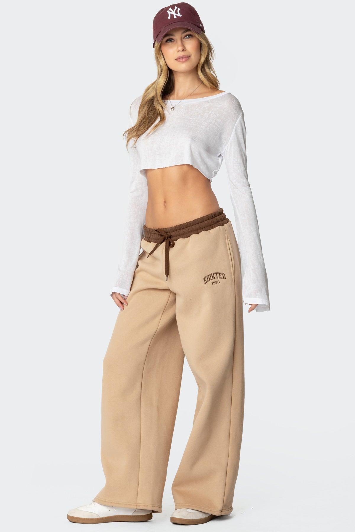 Edikted Contrast Embroidered Sweatpants Product Image